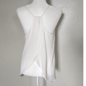 Bellatrix Camisole‎ Womens Small White Flowy Sheer Open Back Made USA Racerback